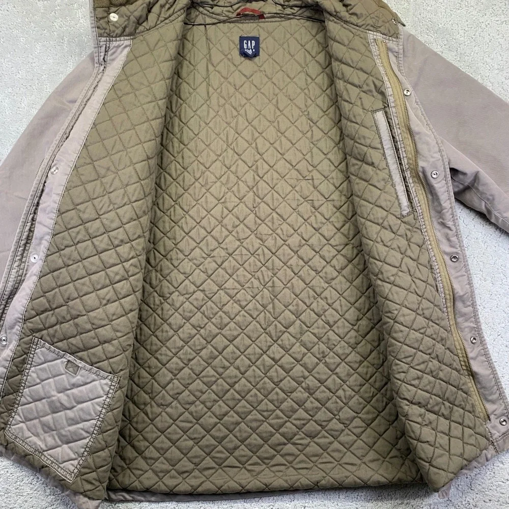 Vintage GAP Kids Jacket Size XXL 14-16 Khaki Parka Utility Field Quilt Lined Y2k